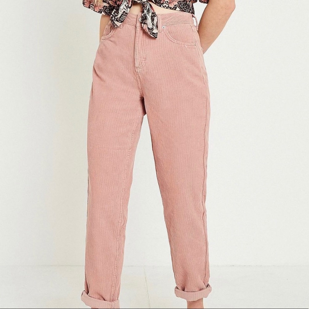 urban pink bdg color corduroy highwaisted mom pant